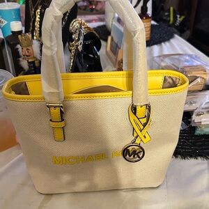 Michael Kors Yellow and Cream Tote
